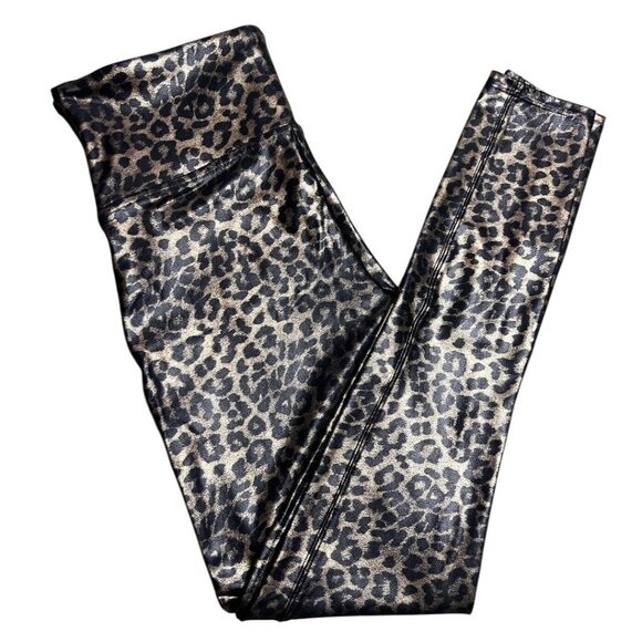 SPANX Faux Leather Shiny High Rise Animal Print Cheetah Leopard Leggings Large‎ - Picture 4 of 5